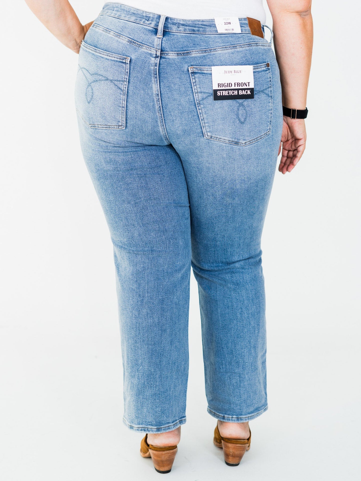 Judy Blue Mid Rise Rigid Magic Straight Leg Jeans - Whiskey Skies - JUDY BLUE