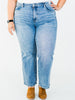 Judy Blue Mid Rise Rigid Magic Straight Leg Jeans - Whiskey Skies - JUDY BLUE