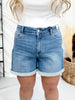 Judy Blue Mid Rise Slim Fit Denim Shorts - Whiskey Skies - JUDY BLUE