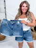 Judy Blue Mid Rise Slim Fit Denim Shorts - Whiskey Skies - JUDY BLUE