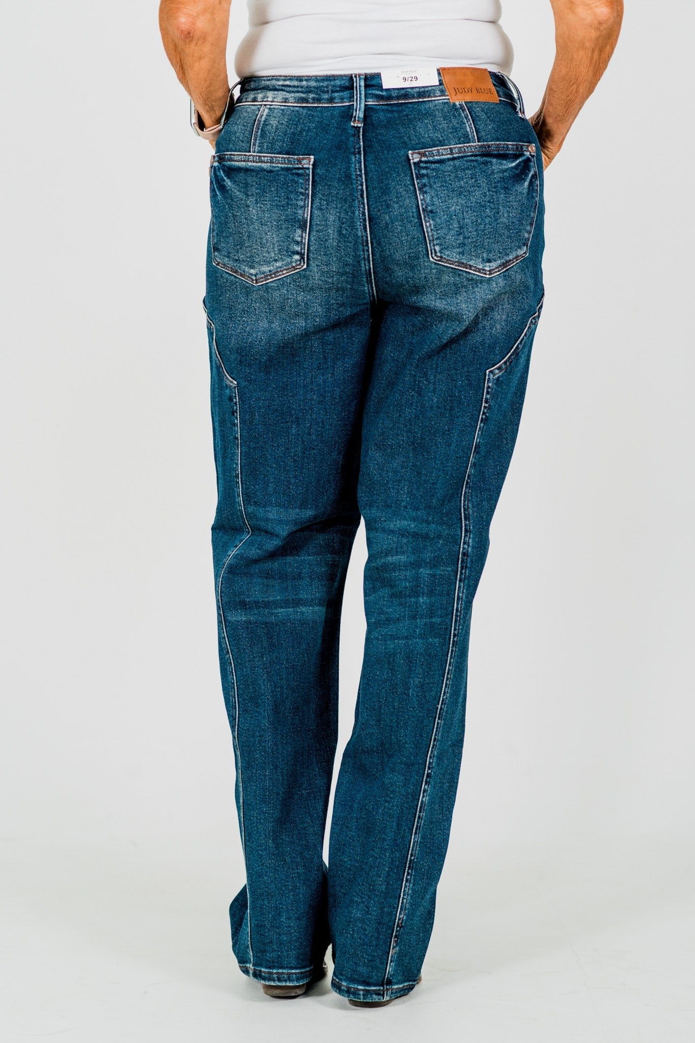 Judy Blue Mid - Rise Straight Western Seam Detail Jeans - Whiskey Skies - JUDY BLUE