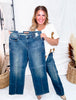 Judy Blue Mid - Rise Straight Western Seam Detail Jeans - Whiskey Skies - JUDY BLUE