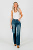Judy Blue Mid - Rise Straight Western Seam Detail Jeans - Whiskey Skies - JUDY BLUE