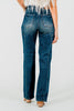 Judy Blue Mid - Rise Straight Western Seam Detail Jeans - Whiskey Skies - JUDY BLUE