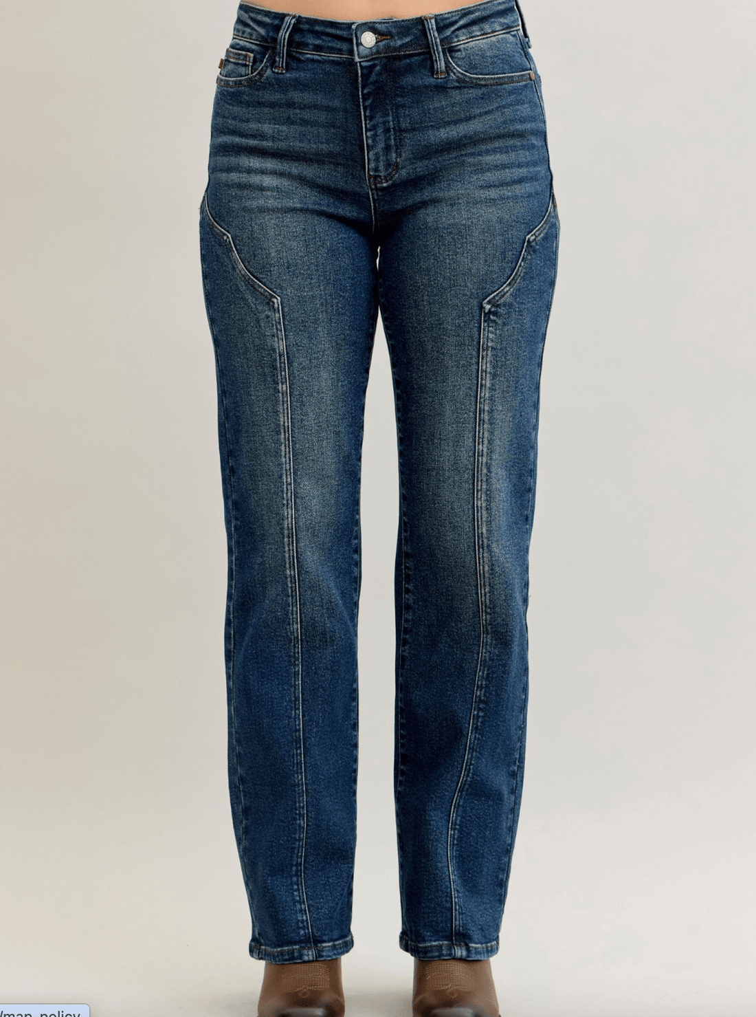 Judy Blue Mid - Rise Straight Western Seam Detail Jeans - Whiskey Skies - JUDY BLUE