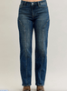 Judy Blue Mid - Rise Straight Western Seam Detail Jeans - Whiskey Skies - JUDY BLUE