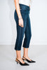 Judy Blue Mid - Rise Super Dark Wash Capris with Side Slit - Whiskey Skies - JUDY BLUE