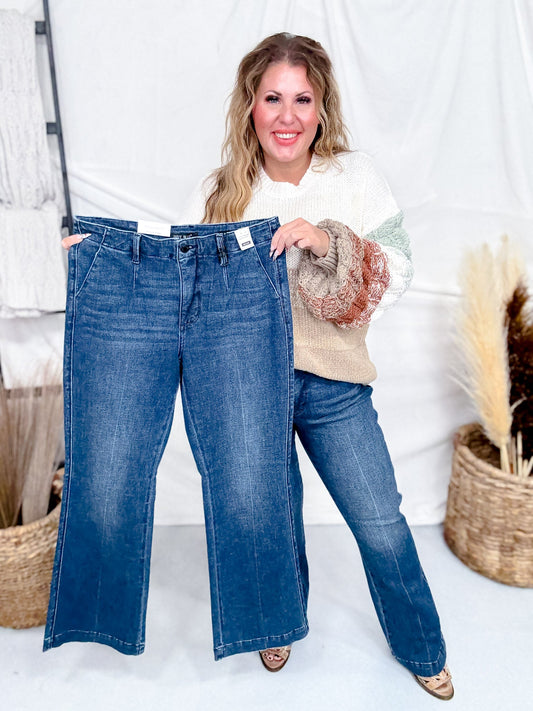 Judy Blue Mid - Rise Tummy Control Bootcut Jeans - Whiskey Skies - JUDY BLUE
