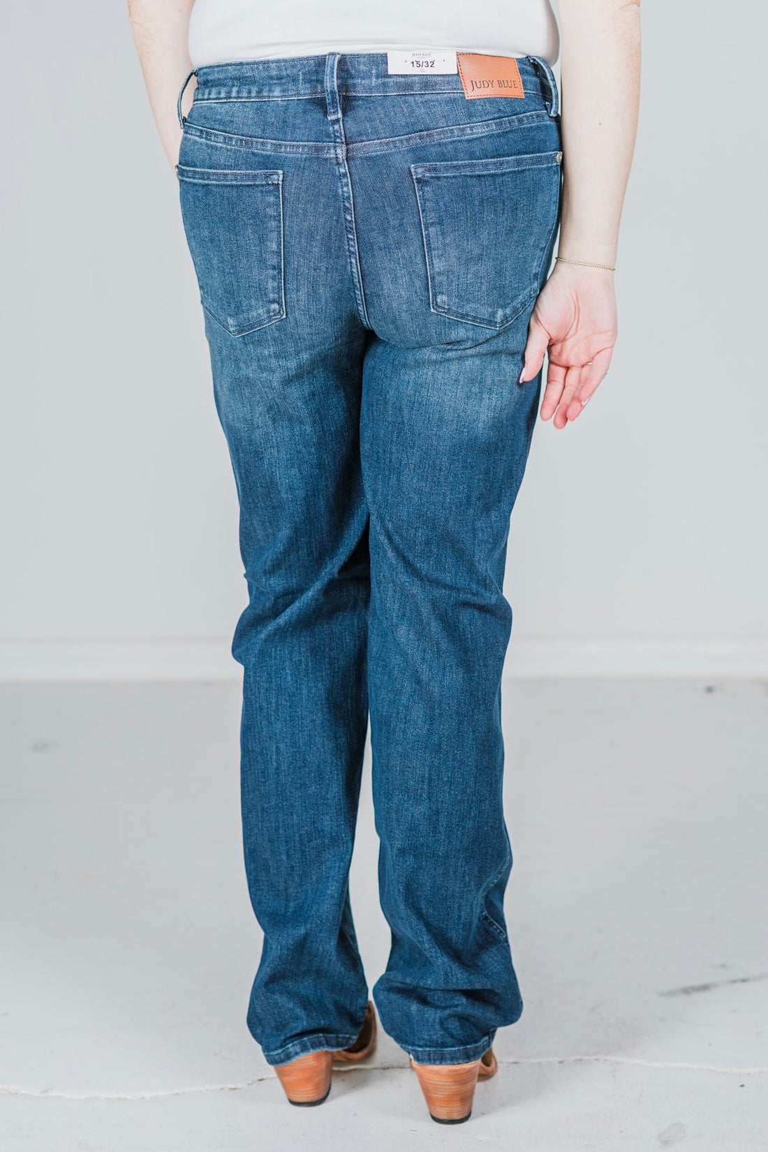 Judy Blue Mid - Rise Tummy Control Classic Straight Jeans - Whiskey Skies - JUDY BLUE