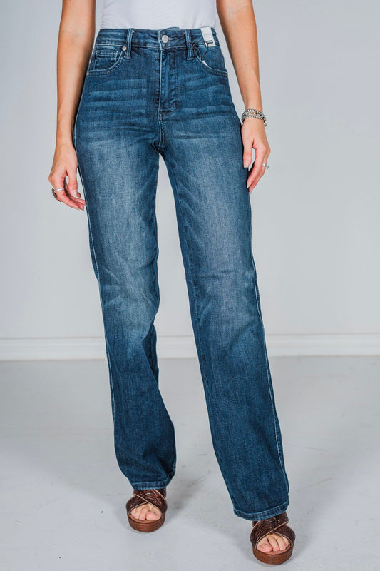 Judy Blue Mid - Rise Tummy Control Classic Straight Jeans - Whiskey Skies - JUDY BLUE