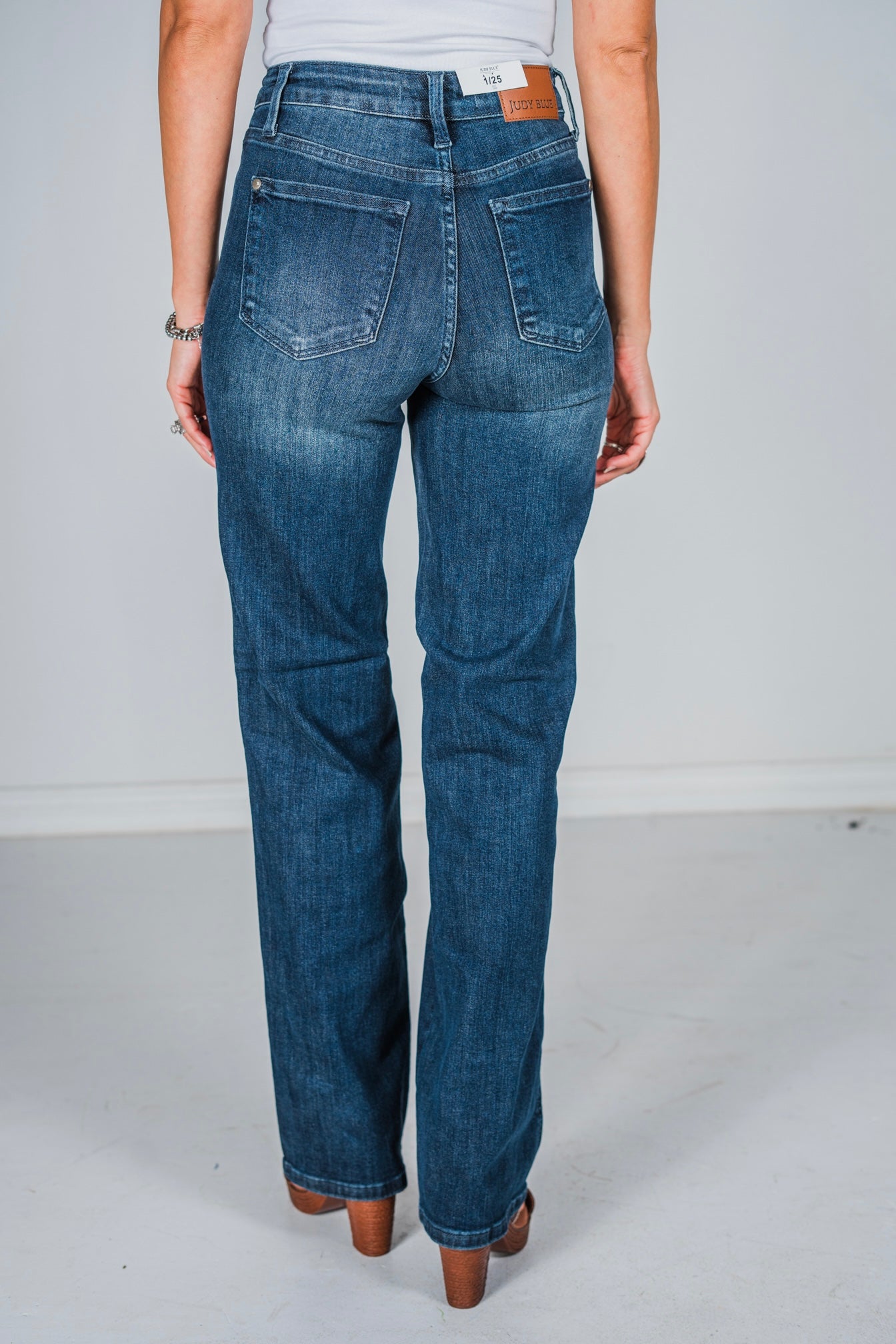 Judy Blue Mid - Rise Tummy Control Classic Straight Jeans - Whiskey Skies - JUDY BLUE