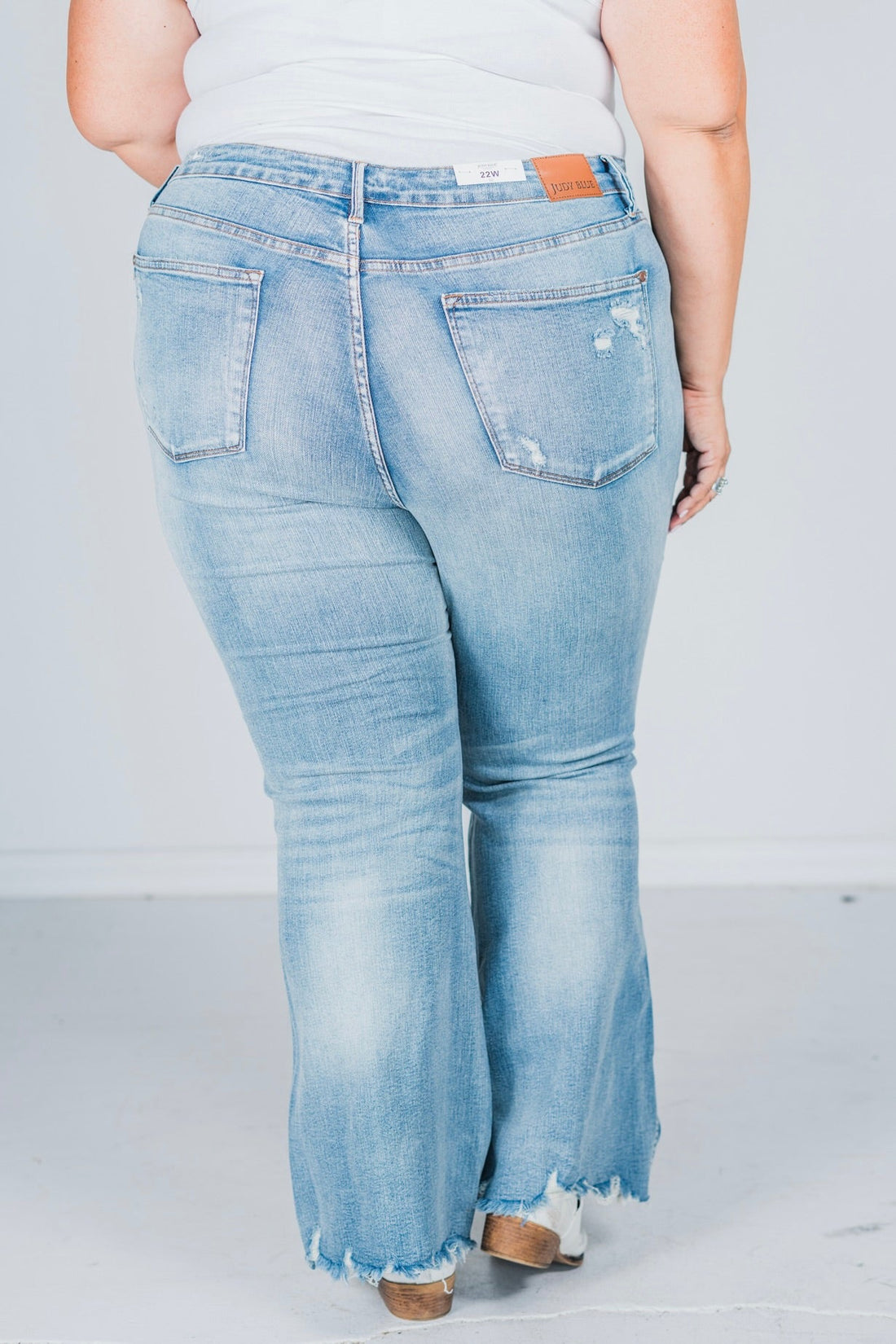 Judy Blue Mid - Rise Tummy Control Destroy Flares - Whiskey Skies - JUDY BLUE