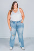 Judy Blue Mid - Rise Tummy Control Destroy Flares - Whiskey Skies - JUDY BLUE