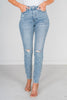 Judy Blue Mid Rise Tummy Control Destroy Skinny Jeans - Whiskey Skies - JUDY BLUE