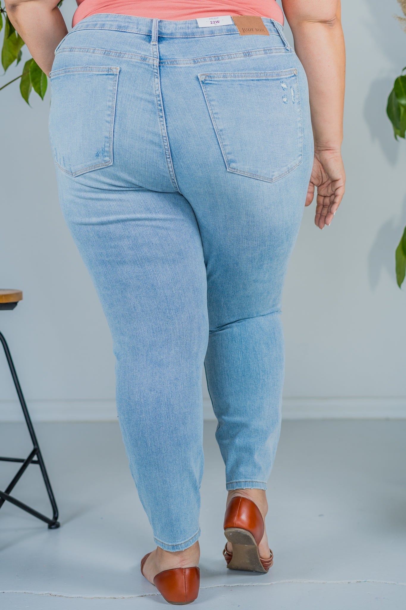 Judy Blue Mid Rise Tummy Control Destroy Skinny Jeans - Whiskey Skies - JUDY BLUE