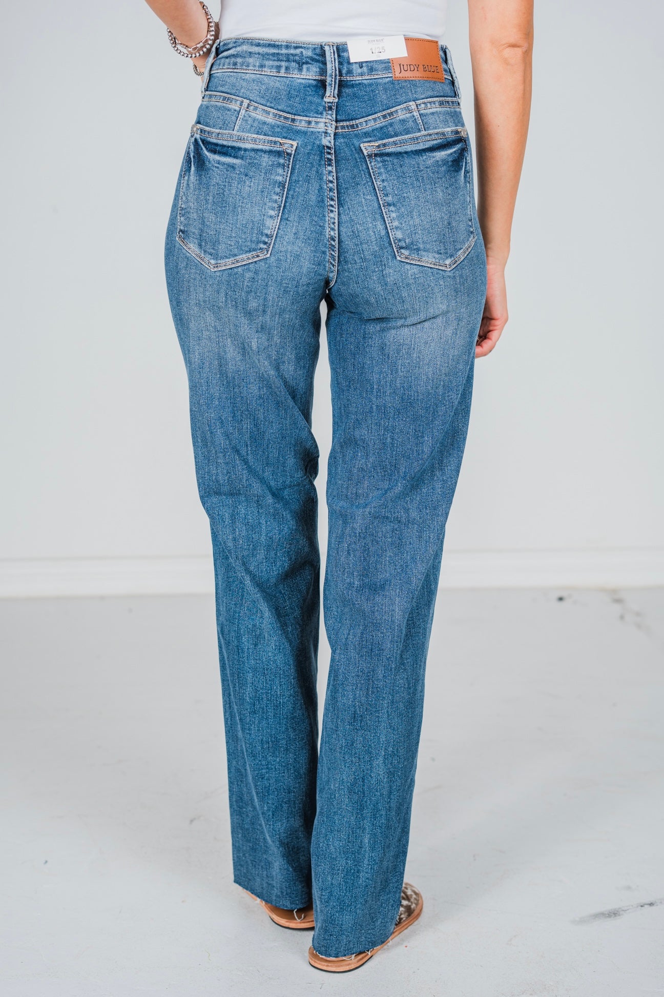 Judy Blue Mid - Rise Tummy Control Vintage Straight Leg Jeans - Whiskey Skies - JUDY BLUE