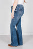 Judy Blue Mid - Rise Tummy Control Vintage Wash Cut Hem Flares - Whiskey Skies - JUDY BLUE