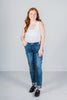 Judy Blue Mid - Rise Vintage Wash Cuffed Boyfriend Jeans - Whiskey Skies - JUDY BLUE