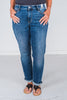 Judy Blue Mid Rise Vintage Wash Cuffed Boyfriend Jeans - Whiskey Skies - JUDY BLUE