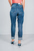 Judy Blue Mid - Rise Vintage Wash Cuffed Boyfriend Jeans - Whiskey Skies - JUDY BLUE