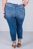 Judy Blue Mid Rise Vintage Wash Cuffed Boyfriend Jeans - Whiskey Skies - JUDY BLUE