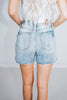 Judy Blue Mid Rise Vintage Wash Dad Shorts - Whiskey Skies - JUDY BLUE