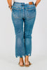 Judy Blue Mid - Rise Vintage Wash Distressed Hem Kick Flare Jeans - Whiskey Skies - JUDY BLUE
