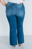 Judy Blue Mid - Rise Vintage Wash Flare Jeans w/ Destroy Fray Hem - Whiskey Skies - JUDY BLUE