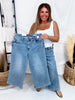 Judy Blue Mid Rise Wide Leg Ankle Jeans W/ Bandana Loop - Whiskey Skies - JUDY BLUE
