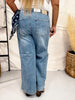 Judy Blue Mid Rise Wide Leg Ankle Jeans W/ Bandana Loop - Whiskey Skies - JUDY BLUE