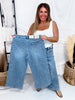 Judy Blue Mid Rise Wide Leg Ankle Jeans W/ Bandana Loop - Whiskey Skies - JUDY BLUE