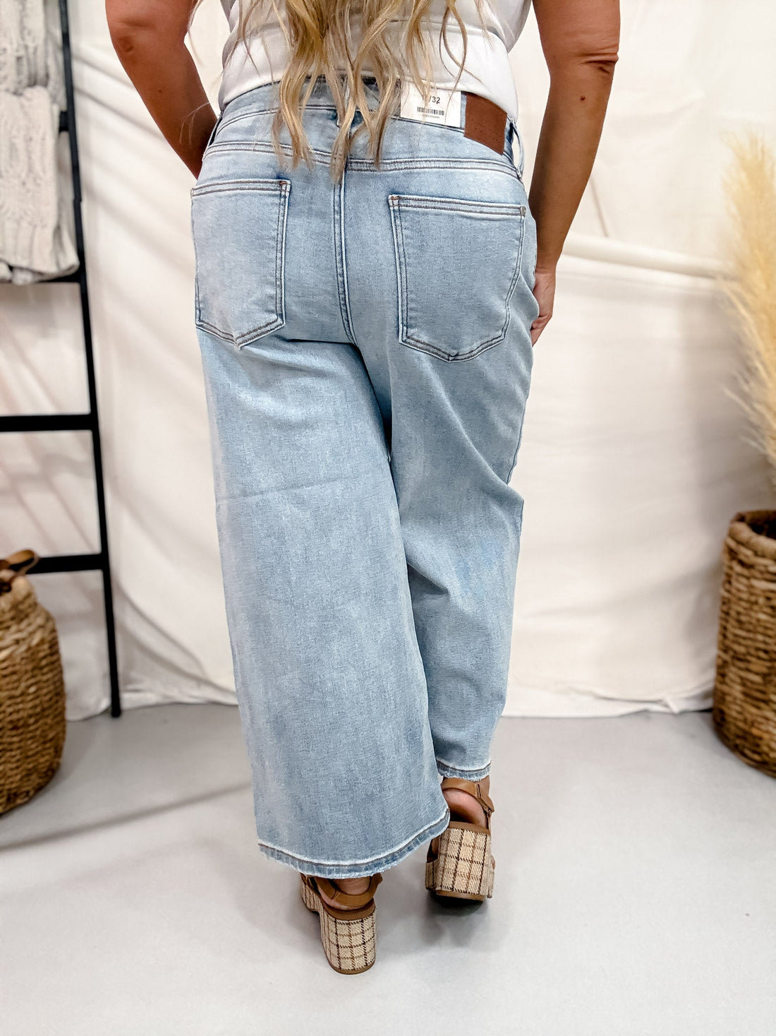Judy Blue Mid - Rise Wide Leg Cropped Jeans - Whiskey Skies - JUDY BLUE