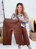 Judy Blue Mid - Rise Wide Leg Cropped Maple Garment Dyed Utility Pocket Jeans - Whiskey Skies - JUDY BLUE