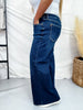 Judy Blue Petite High Waist Retro Wide Leg Jeans W/ Adjustable Waist Tabs - Whiskey Skies - JUDY BLUE