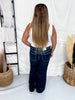 Judy Blue Petite High Waist Retro Wide Leg Jeans W/ Adjustable Waist Tabs - Whiskey Skies - JUDY BLUE