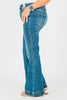 Judy Blue Petite High - Waist Tummy Control Flare Double Button Jeans - Whiskey Skies - JUDY BLUE
