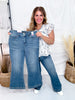 Judy Blue Petite High - Waist Tummy Control Flare Double Button Jeans - Whiskey Skies - JUDY BLUE