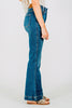 Judy Blue Petite High - Waist Tummy Control Flare Double Button Jeans - Whiskey Skies - JUDY BLUE