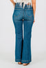 Judy Blue Petite High - Waist Tummy Control Flare Double Button Jeans - Whiskey Skies - JUDY BLUE