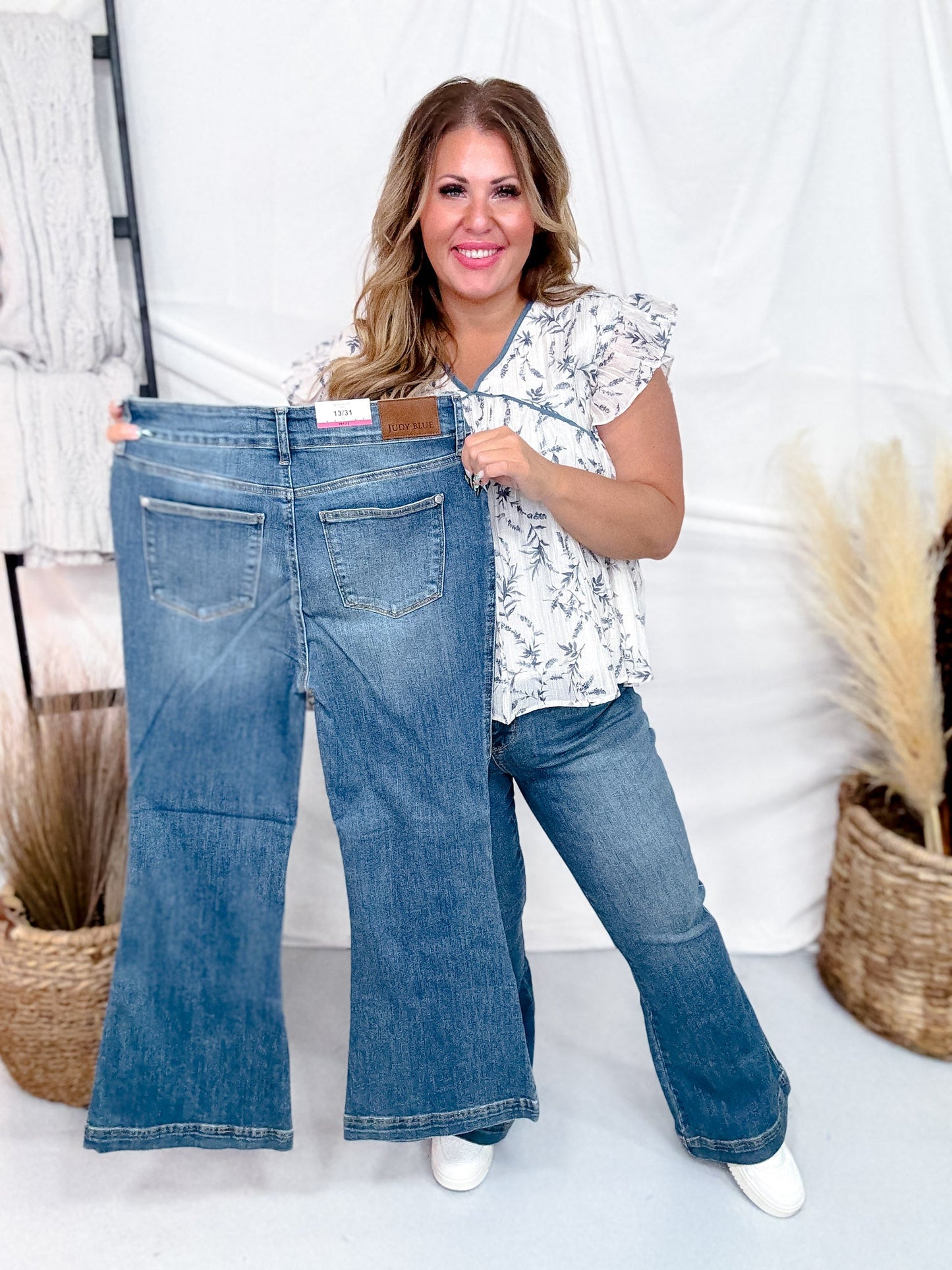 Judy Blue Petite High - Waist Tummy Control Flare Double Button Jeans - Whiskey Skies - JUDY BLUE
