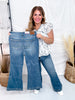 Judy Blue Petite High - Waist Tummy Control Flare Double Button Jeans - Whiskey Skies - JUDY BLUE