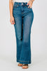 Judy Blue Petite High - Waist Tummy Control Flare Double Button Jeans - Whiskey Skies - JUDY BLUE