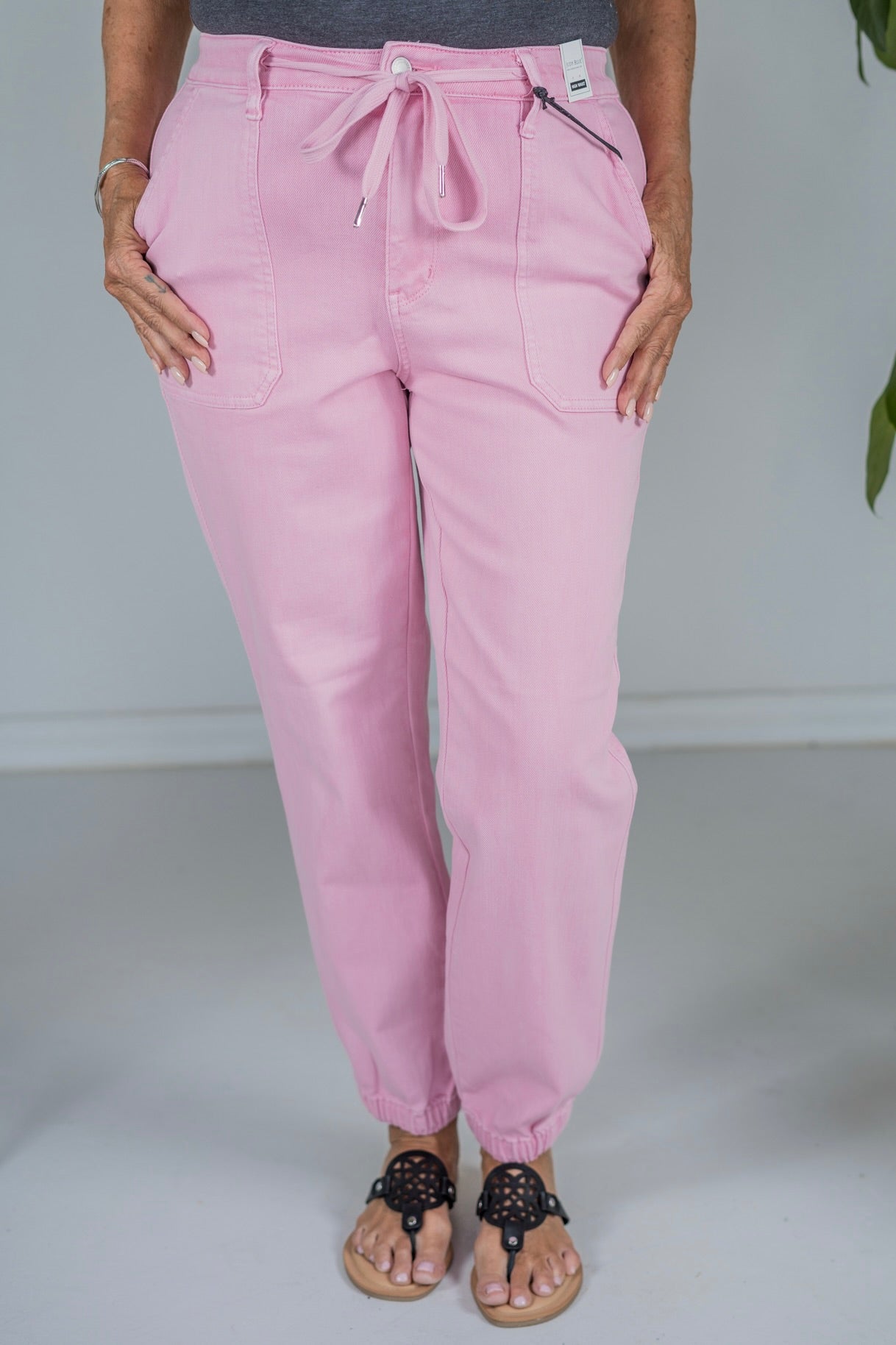 Judy Blue Pink High Waisted Cuffed Joggers - Whiskey Skies - JUDY BLUE