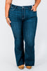 Judy Blue Raw Hem Flare Jeans - Whiskey Skies - JUDY BLUE