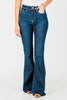 Judy Blue Raw Hem Flare Jeans - Whiskey Skies - JUDY BLUE