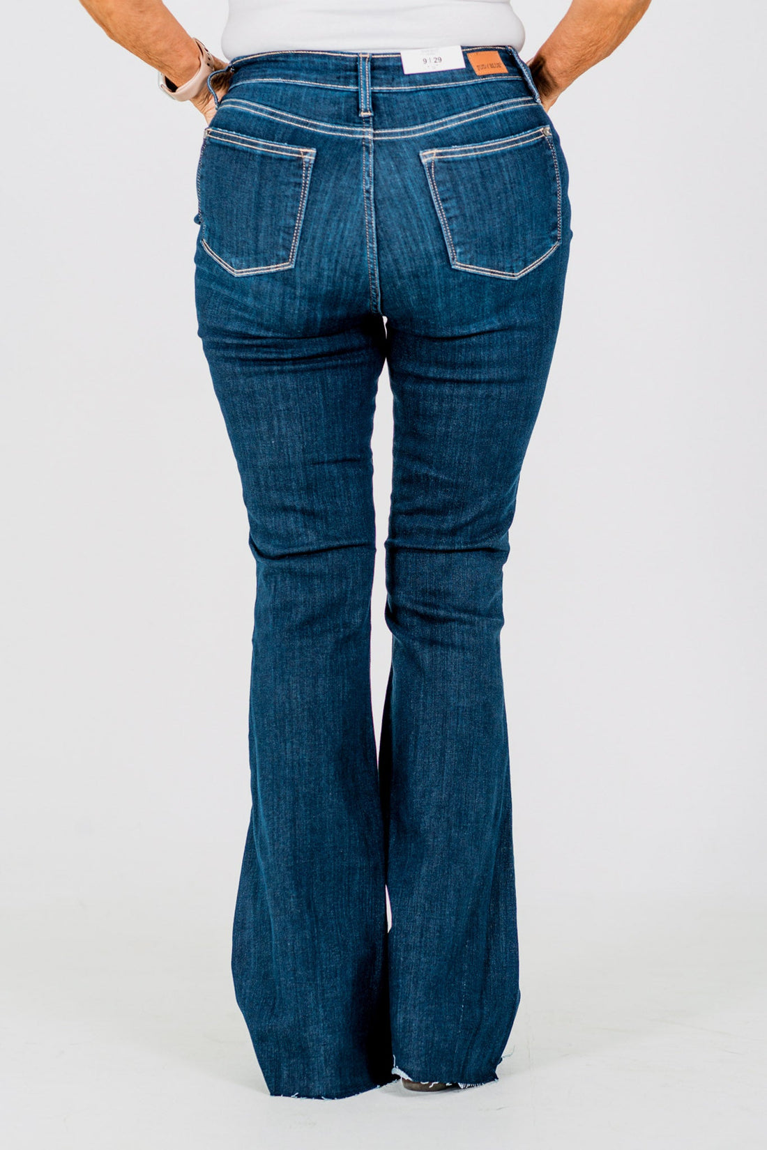Judy Blue Raw Hem Flare Jeans - Whiskey Skies - JUDY BLUE