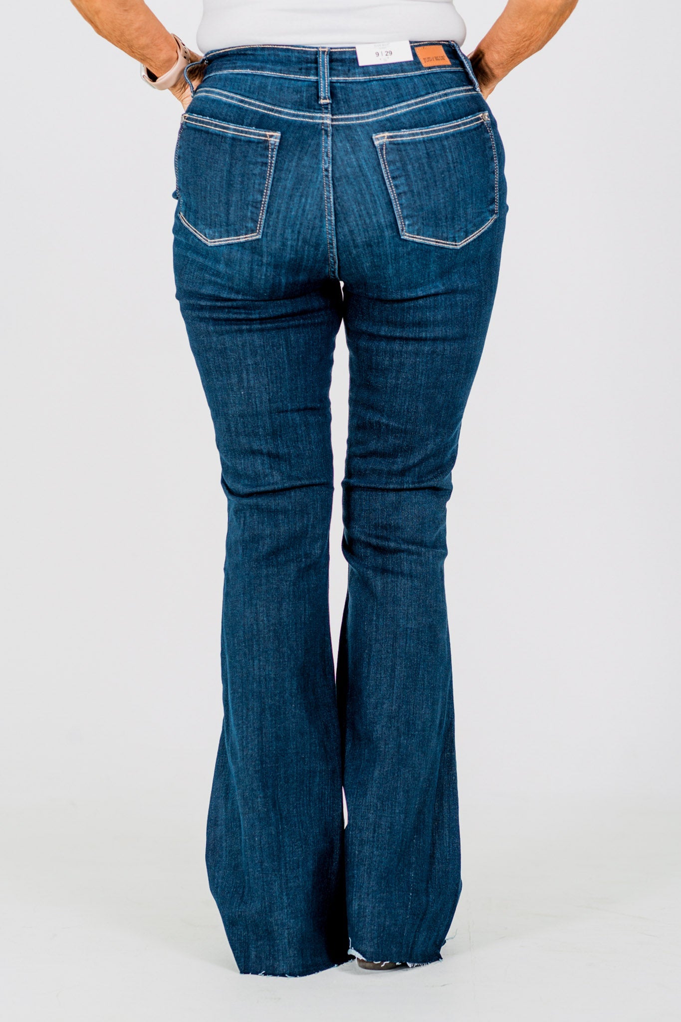 Judy Blue Raw Hem Flare Jeans - Whiskey Skies - JUDY BLUE