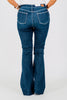 Judy Blue Raw Hem Flare Jeans - Whiskey Skies - JUDY BLUE