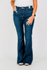 Judy Blue Raw Hem Flare Jeans - Whiskey Skies - JUDY BLUE