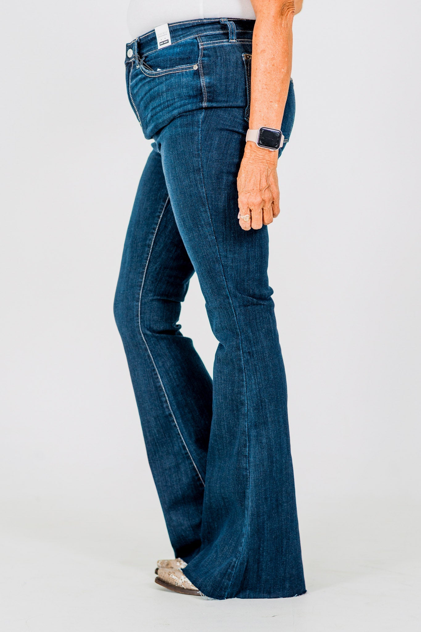 Judy Blue Raw Hem Flare Jeans - Whiskey Skies - JUDY BLUE